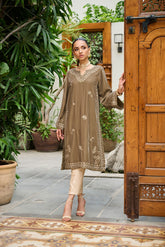 DA-1861 GREEN EMBROIDERED KURTA